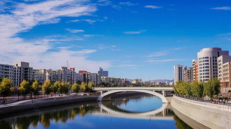 城市里的小桥远景实拍摄影图,高清,摄影图,摄影图片,图片大全,摄影图免费下载